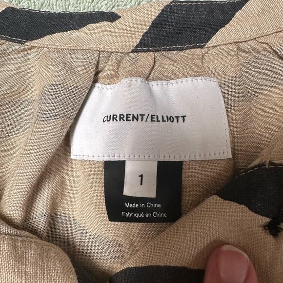 Current/Elliott Animal-Print Linen Jacket-Blouse Size 1/S – Lightweight & Chic - Picture 8 of 9